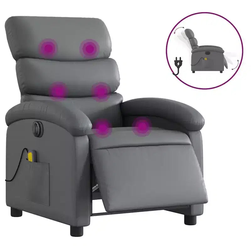 vidaXL Massage Recliner Chair Faux leather Medium