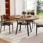 Table à manger ronde pour 4-6 personnes, table de cuisine de 119 cm avec rangement, table de dîner circulaire en bois avec pieds en métal, tables de salle à manger modernes pour la cuisine.