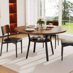 Table à manger ronde pour 4-6 personnes, table de cuisine de 119 cm avec rangement, table de dîner circulaire en bois avec pieds en métal, tables de salle à manger modernes pour la cuisine.
