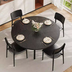 Table à manger ronde pour 4-6 personnes, table de cuisine de 119 cm avec rangement, table de dîner circulaire en bois avec pieds en métal, tables de salle à manger modernes pour la cuisine.