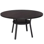 Table à manger ronde pour 4-6 personnes, table de cuisine de 119 cm avec rangement, table de dîner circulaire en bois avec pieds en métal, tables de salle à manger modernes pour la cuisine.