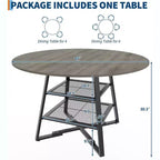 Acekool Table à manger ronde 119 cm avec étagère de rangement, Table de cuisine avec base en métal pour 4-6 personnes
