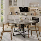 Acekool Table à manger ronde 119 cm avec étagère de rangement, Table de cuisine avec base en métal pour 4-6 personnes