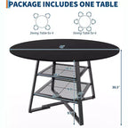 Acekool Table à manger ronde 119 cm avec étagère de rangement, Table de cuisine avec base en métal pour 4-6 personnes