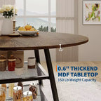 Acekool Table à manger ronde 119 cm avec étagère de rangement, Table de cuisine avec base en métal pour 4-6 personnes
