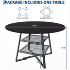 Acekool Table à manger ronde 119 cm avec étagère de rangement, Table de cuisine avec base en métal pour 4-6 personnes