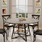 Acekool Table à manger ronde 119 cm avec étagère de rangement, Table de cuisine avec base en métal pour 4-6 personnes