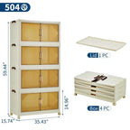 Bacs de rangement empilables avec couvercles, tiroirs de rangement en plastique avec portes magnétiques et roulettes, organisateurs de placard pliables et escamotables, pour la maison et le dortoir