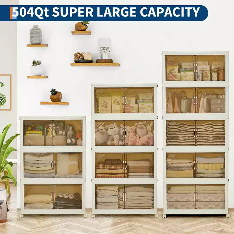 Bacs de rangement empilables avec couvercles, tiroirs de rangement en plastique avec portes magnétiques et roulettes, organisateurs de placard pliables et escamotables, pour la maison et le dortoir