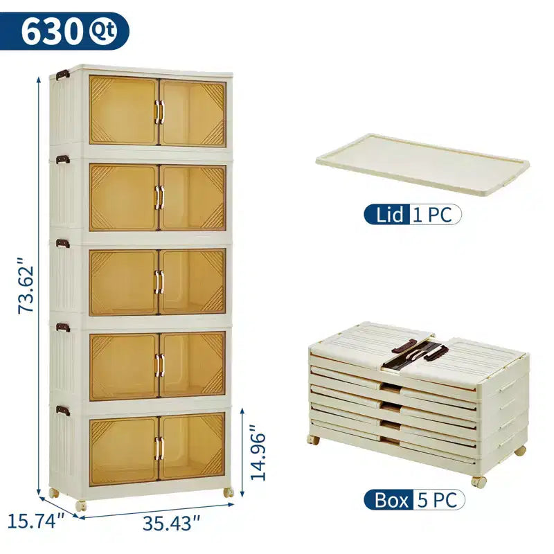 Bacs de rangement empilables avec couvercles, tiroirs de rangement en plastique avec portes magnétiques et roulettes, organisateurs de placard pliables et escamotables, pour la maison et le dortoir