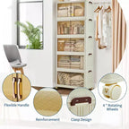 Bacs de rangement empilables avec couvercles, tiroirs de rangement en plastique avec portes magnétiques et roulettes, organisateurs de placard pliables et escamotables, pour la maison et le dortoir
