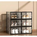 Organisateur de chaussures 12 PCS, Organisateur de chaussures empilable en plastique transparent pour placard, Boîte à chaussures empilable en plastique transparent pour entrée, Pliable et peu encombrant