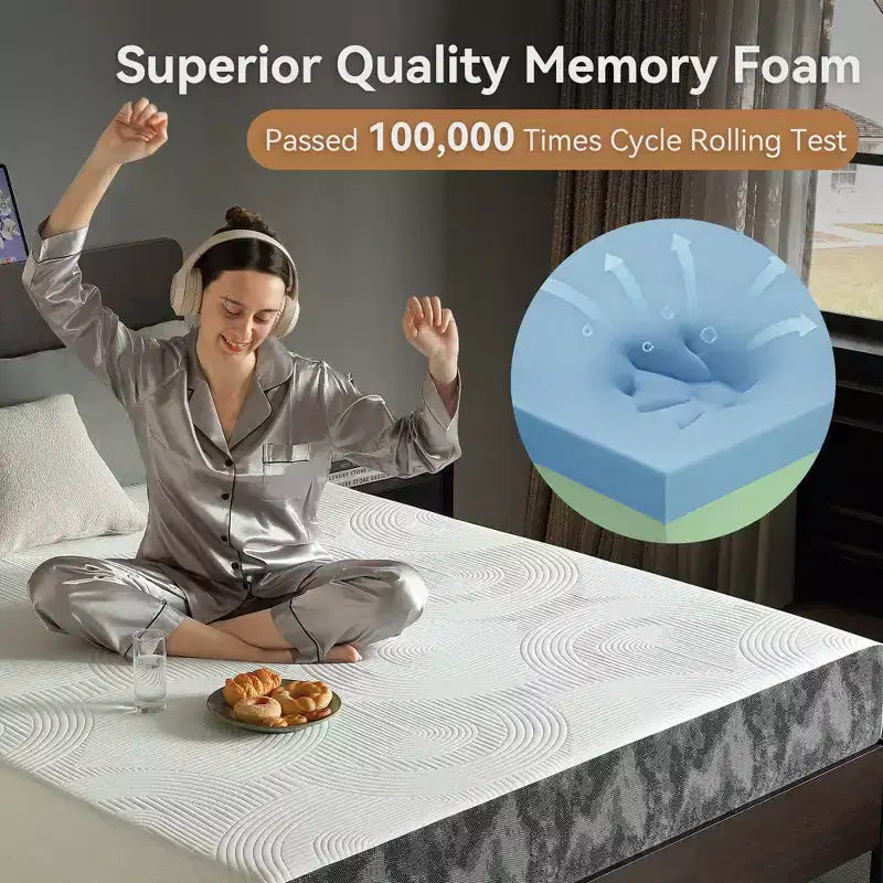 Matelas double Sailvan, matelas en mousse à mémoire de forme de 8 pouces en boîte, matelas en gel rafraîchissant à sensation moyenne et certifié CertiPUR-US