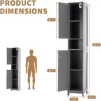 Meuble de Rangement Haut et Étroit pour Salle de Bain avec Placard à 3 Portes, Étagères Réglables, Étagère Ouverte, Poignées et Charnières en Métal