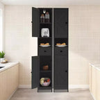 Tall Narrow Bathroom Storage Cabinet with 3 Door Cupboard, Adjustable Shelves, Open Shelf, Metal Handles and Hinges