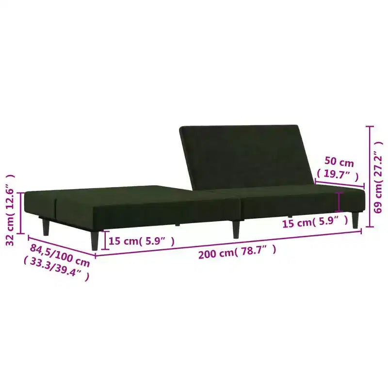vidaXL Canapé-lit 2 places d'appoint Rembourré Causeuse Convertible Velours