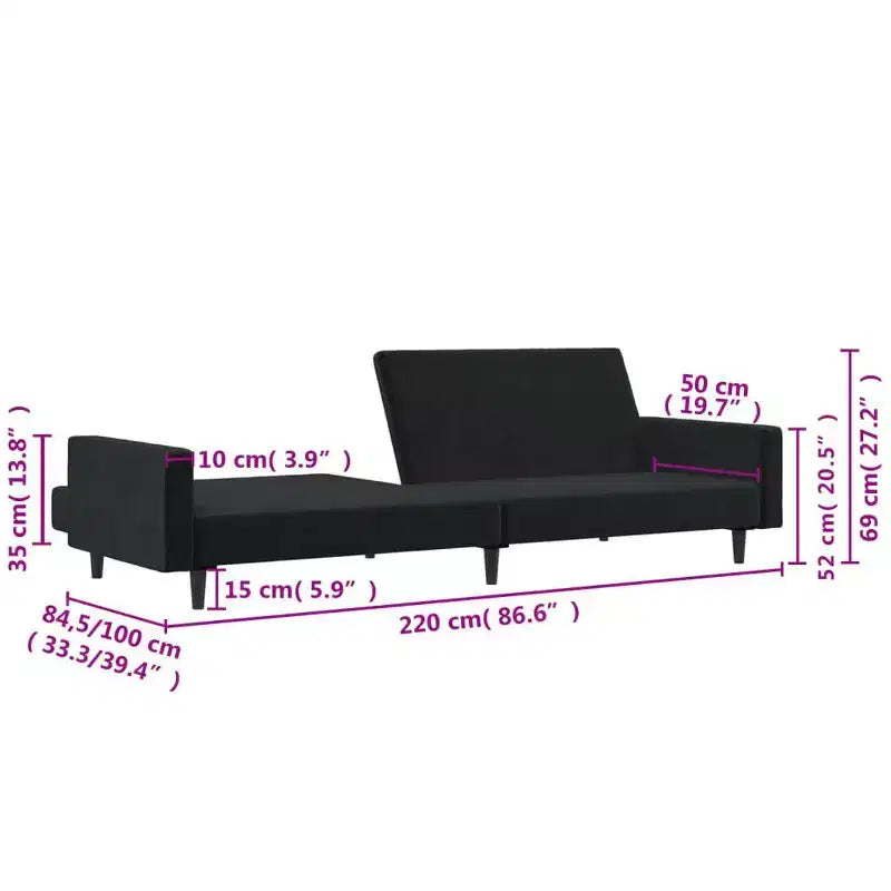 vidaXL Canapé-lit 2 places d'appoint Rembourré Causeuse Convertible Velours