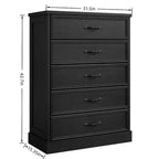 Commode de style ferme de 42,7 po à 5 tiroirs, commode de chevet à 5 tiroirs avec base robuste, armoire en bois pour chambre à coucher, salon, chambre d'enfant