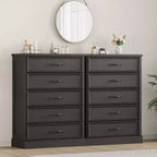 Commode de style ferme de 42,7 po à 5 tiroirs, commode de chevet à 5 tiroirs avec base robuste, armoire en bois pour chambre à coucher, salon, chambre d'enfant
