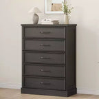 Commode de style ferme de 42,7 po à 5 tiroirs, commode de chevet à 5 tiroirs avec base robuste, armoire en bois pour chambre à coucher, salon, chambre d'enfant
