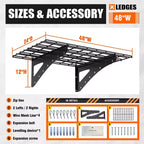 Lot de 2 étagères murales noires de 61 x 122 cm pour charges lourdes dans les garages et les supermarchés