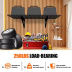 Lot de 2 étagères murales noires de 61 x 122 cm pour charges lourdes dans les garages et les supermarchés