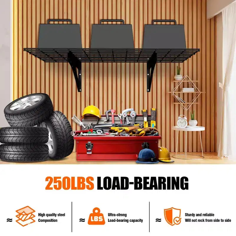 Lot de 2 étagères murales noires de 61 x 122 cm pour charges lourdes dans les garages et les supermarchés