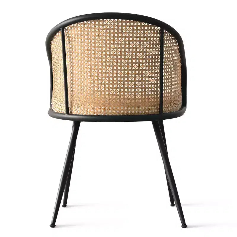 Chaises de salle à manger rembourrées (lot de 4), fauteuils de cuisine confortables en rotin avec assise en tissu bouclé doux et pieds en métal noir - Panipeachy