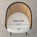 Chaises de salle à manger rembourrées (lot de 4), fauteuils de cuisine confortables en rotin avec assise en tissu bouclé doux et pieds en métal noir - Panipeachy