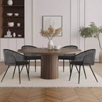 Chaises de salle à manger rembourrées (lot de 4), fauteuils de cuisine confortables en rotin avec assise en tissu bouclé doux et pieds en métal noir - Panipeachy