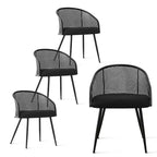 Chaises de salle à manger rembourrées (lot de 4), fauteuils de cuisine confortables en rotin avec assise en tissu bouclé doux et pieds en métal noir - Panipeachy