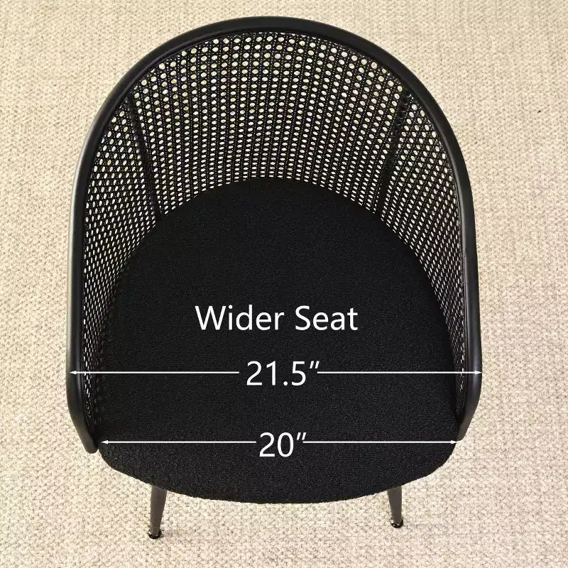 Chaises de salle à manger rembourrées (lot de 4), fauteuils de cuisine confortables en rotin avec assise en tissu bouclé doux et pieds en métal noir - Panipeachy