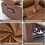 Fauteuil inclinable manuel extra-large en cuir véritable PU, adapté aux massages et aux compresses chaudes, avec 2 porte-gobelets et des poches, adapté aux adultes