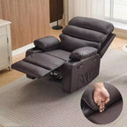 Fauteuil inclinable manuel extra-large en cuir véritable PU, adapté aux massages et aux compresses chaudes, avec 2 porte-gobelets et des poches, adapté aux adultes