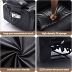 Fauteuil inclinable manuel extra-large en cuir véritable PU, adapté aux massages et aux compresses chaudes, avec 2 porte-gobelets et des poches, adapté aux adultes