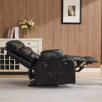 Fauteuil inclinable manuel extra-large en cuir véritable PU, adapté aux massages et aux compresses chaudes, avec 2 porte-gobelets et des poches, adapté aux adultes