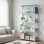 5 Tier Heavy Duty Steel Shelving Unit, 500 lbs Capacity Garage Storage Shelves with Adjustable Height, Metal Shelves, Industrial Shelves, Silver