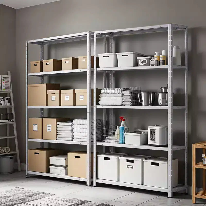 Étagère métallique à 5 niveaux très résistante, capacité de 227 kg, étagères de rangement de garage à hauteur réglable, étagères métalliques, étagères industrielles, argent