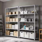 Étagère métallique à 5 niveaux très résistante, capacité de 227 kg, étagères de rangement de garage à hauteur réglable, étagères métalliques, étagères industrielles, argent
