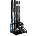 Steel Ski Storage Rack, Freestanding Floor Stand Ski Holder Holds 4 Pairs of Skis, Poles, Boots, Helmet & Goggles, Ski Organizer for Garage, Basement