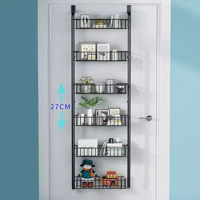 Acekool Organiseur de Garde-Manger à Suspendre Derrière la Porte, Étagère de Rangement Murale en Métal Robuste à 6 Niveaux pour Cuisine