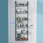 Acekool Organiseur de Garde-Manger à Suspendre Derrière la Porte, Étagère de Rangement Murale en Métal Robuste à 6 Niveaux pour Cuisine