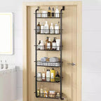 Acekool Organiseur de Garde-Manger à Suspendre Derrière la Porte, Étagère de Rangement Murale en Métal Robuste à 6 Niveaux pour Cuisine