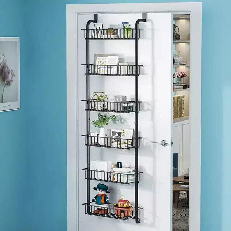 Acekool Organiseur de Garde-Manger à Suspendre Derrière la Porte, Étagère de Rangement Murale en Métal Robuste à 6 Niveaux pour Cuisine