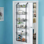 Acekool Organiseur de Garde-Manger à Suspendre Derrière la Porte, Étagère de Rangement Murale en Métal Robuste à 6 Niveaux pour Cuisine