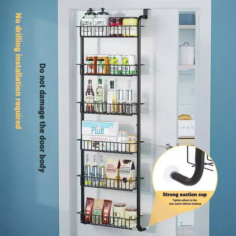 Acekool Organiseur de Garde-Manger à Suspendre Derrière la Porte, Étagère de Rangement Murale en Métal Robuste à 6 Niveaux pour Cuisine
