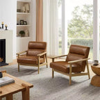 Fauteuil d'appoint moderne Art Leon en cuir et chêne
