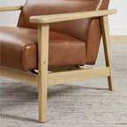 Fauteuil d'appoint moderne Art Leon en cuir et chêne