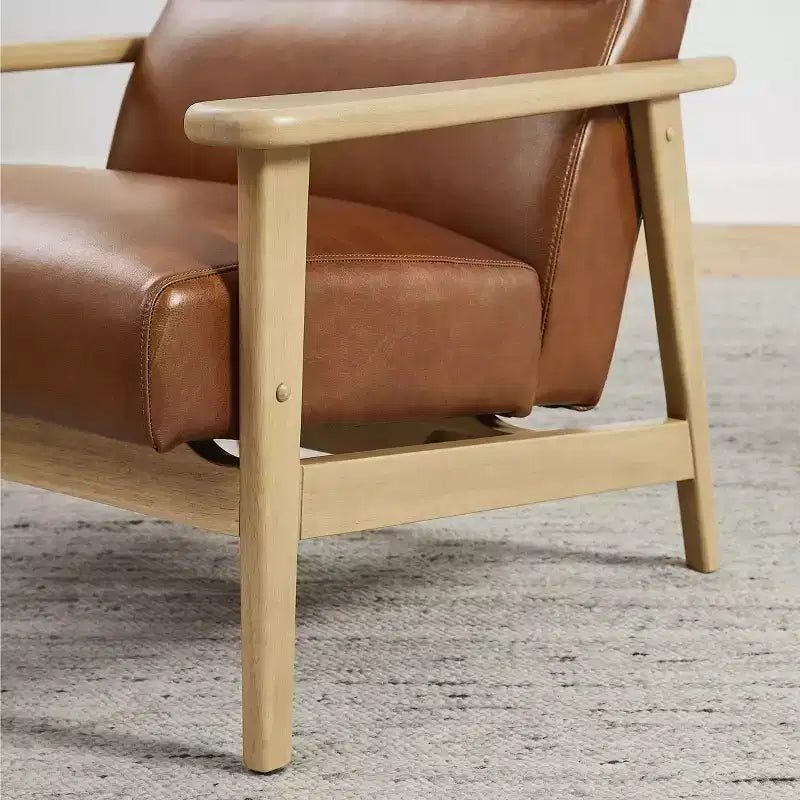 Fauteuil d'appoint moderne Art Leon en cuir et chêne