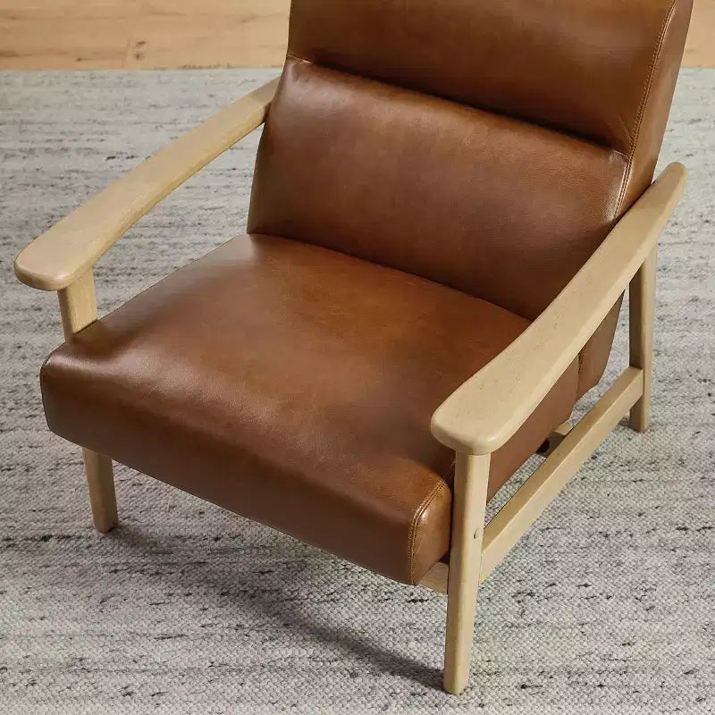 Fauteuil d'appoint moderne Art Leon en cuir et chêne